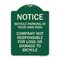 Signmission Bicycle Parking at Your Own Risk Company Not Responsible for Loss or Damage to, A-DES-G-1824-23537 A-DES-G-1824-23537 - alternate 1